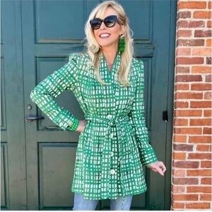 CAbi 6025 Circuit Jacket, Belted, Medium, Green/White